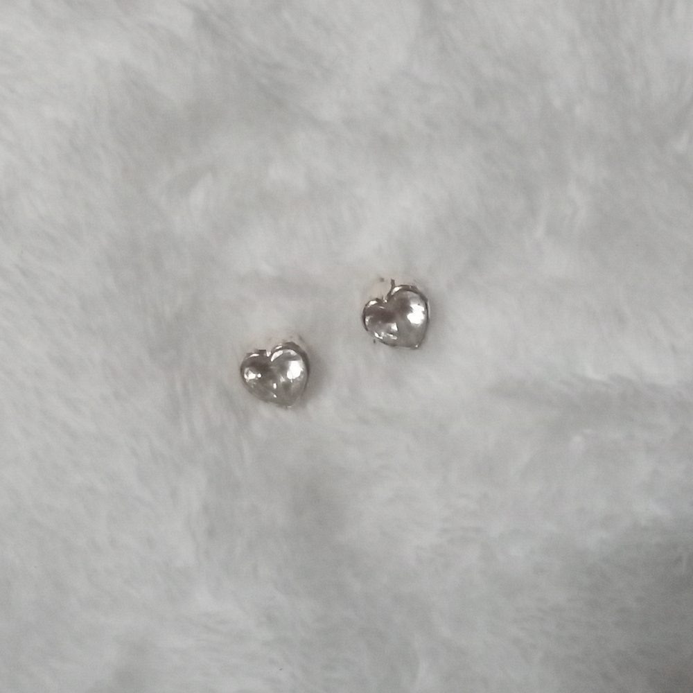 Sterling Silver and Cubic Zirconia Heart Stud Earrings